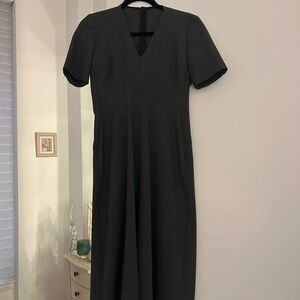 Elegant Dark Gray V-Neck Dress
